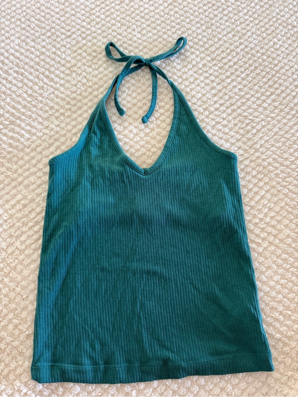 Old Navy Teal Ribbed Halter Tank Top - Picture 1 of 2
